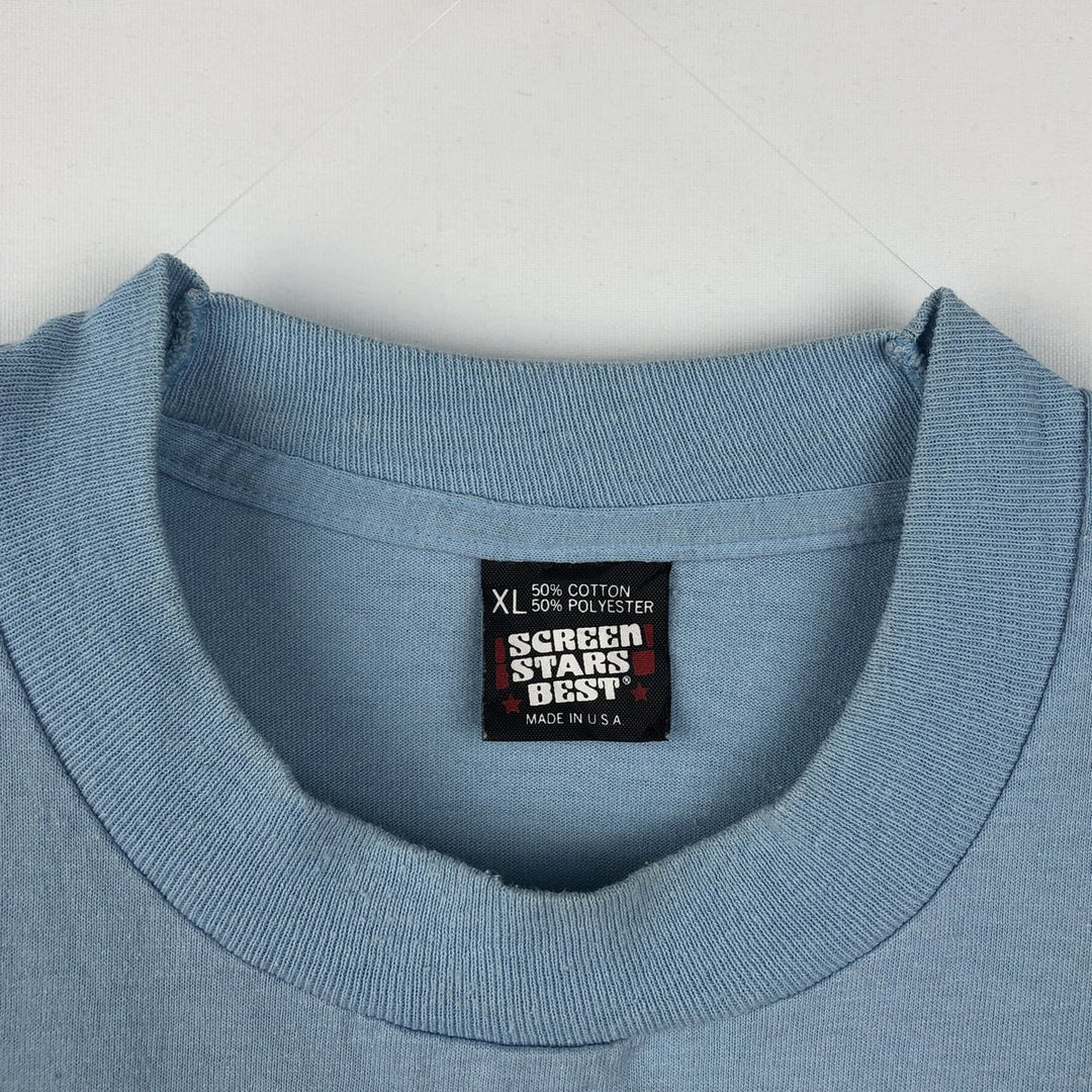 90'S Screen Stars Best Plain T-Shirt Made in USA Men's XL Vintage cotton Blue type light blue Vintage Second Hand