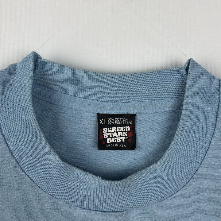 90'S Screen Stars Best Plain T-Shirt Made in USA Men's XL Vintage cotton Blue type light blue Vintage Second Hand