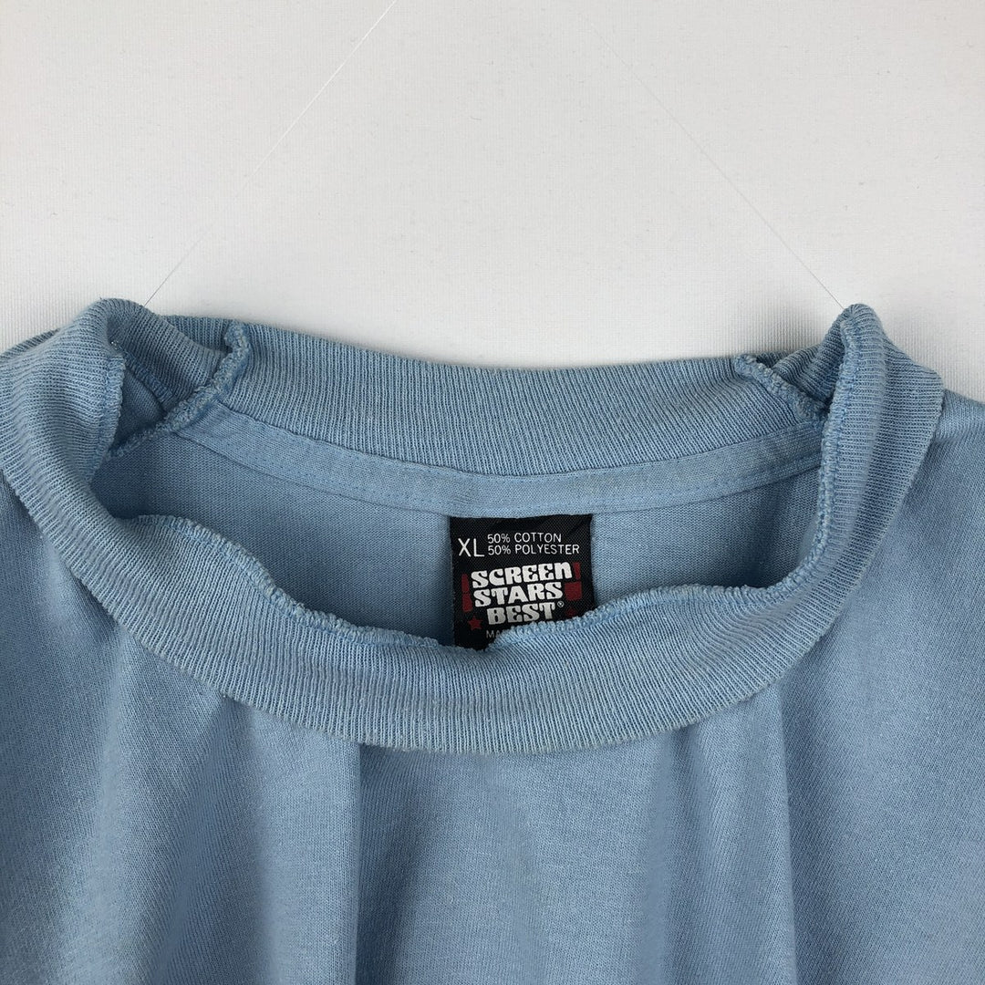 90'S Screen Stars Best Plain T-Shirt Made in USA Men's XL Vintage cotton Blue type light blue Vintage Second Hand