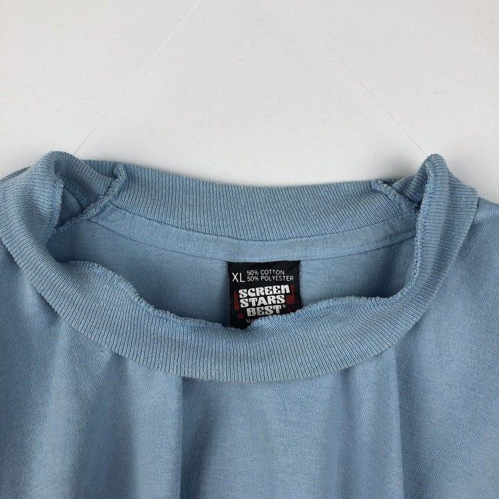 90'S Screen Stars Best Plain T-Shirt Made in USA Men's XL Vintage cotton Blue type light blue Vintage Second Hand
