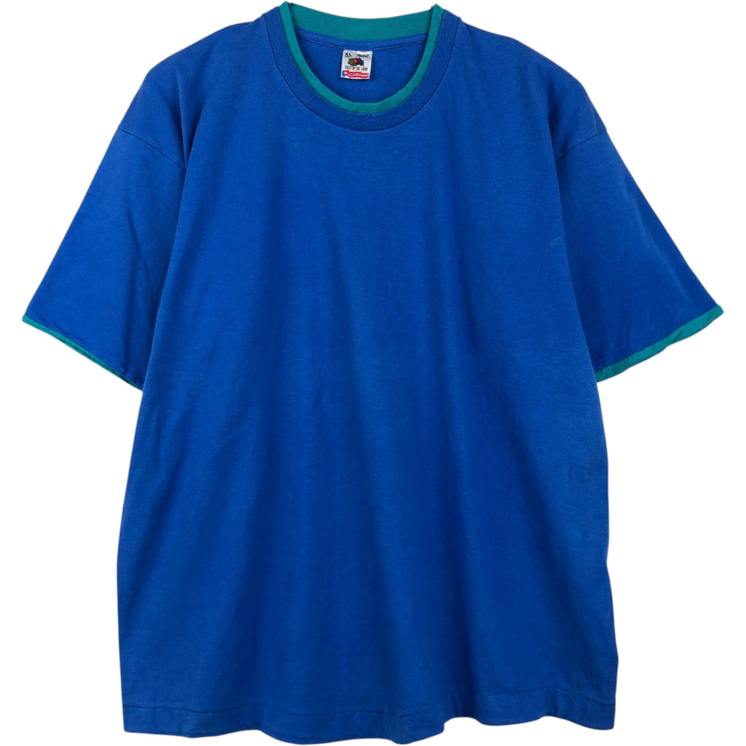 90'S Fruit of the Loom plain T-shirt, made in the USA, men's XL size, vintage cotton blue type Vintage Second Hand