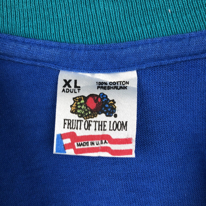 90'S Fruit of the Loom plain T-shirt, made in the USA, men's XL size, vintage cotton blue type Vintage Second Hand