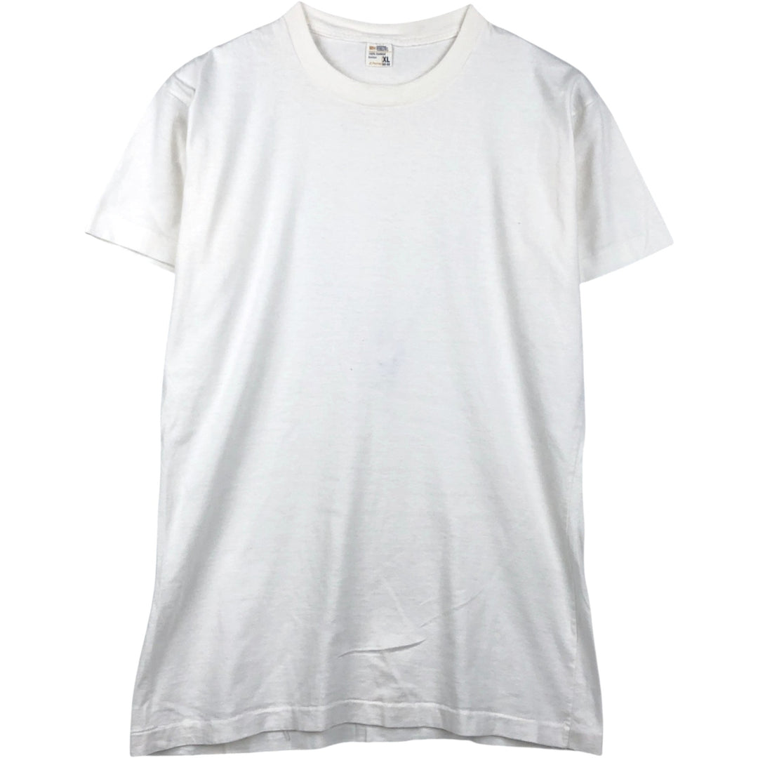 70s-80'S JCPenney Plain T-Shirt, XL (Size 46-48, equivalent to men's XL), Vintage cotton white type Vintage Second Hand