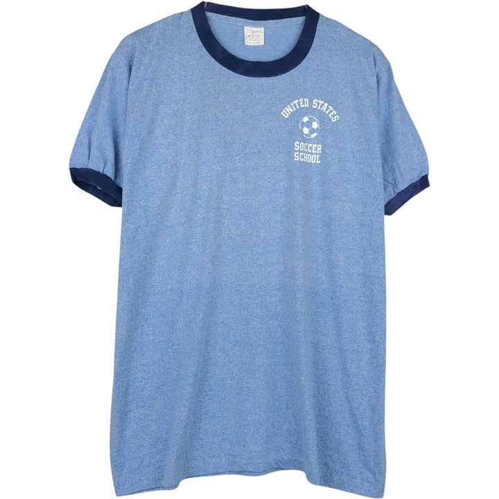 80'S Screen Stars Ringer T-Shirt, Men's Size XL (Equivalent), Vintage unclear blue type Vintage Second Hand