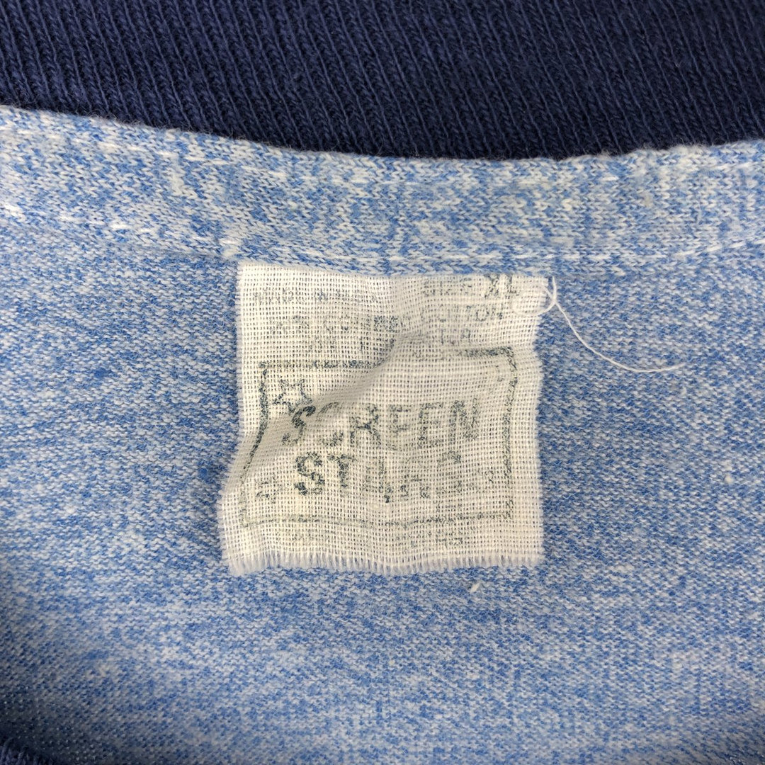 80'S Screen Stars Ringer T-Shirt, Men's Size XL (Equivalent), Vintage unclear blue type Vintage Second Hand