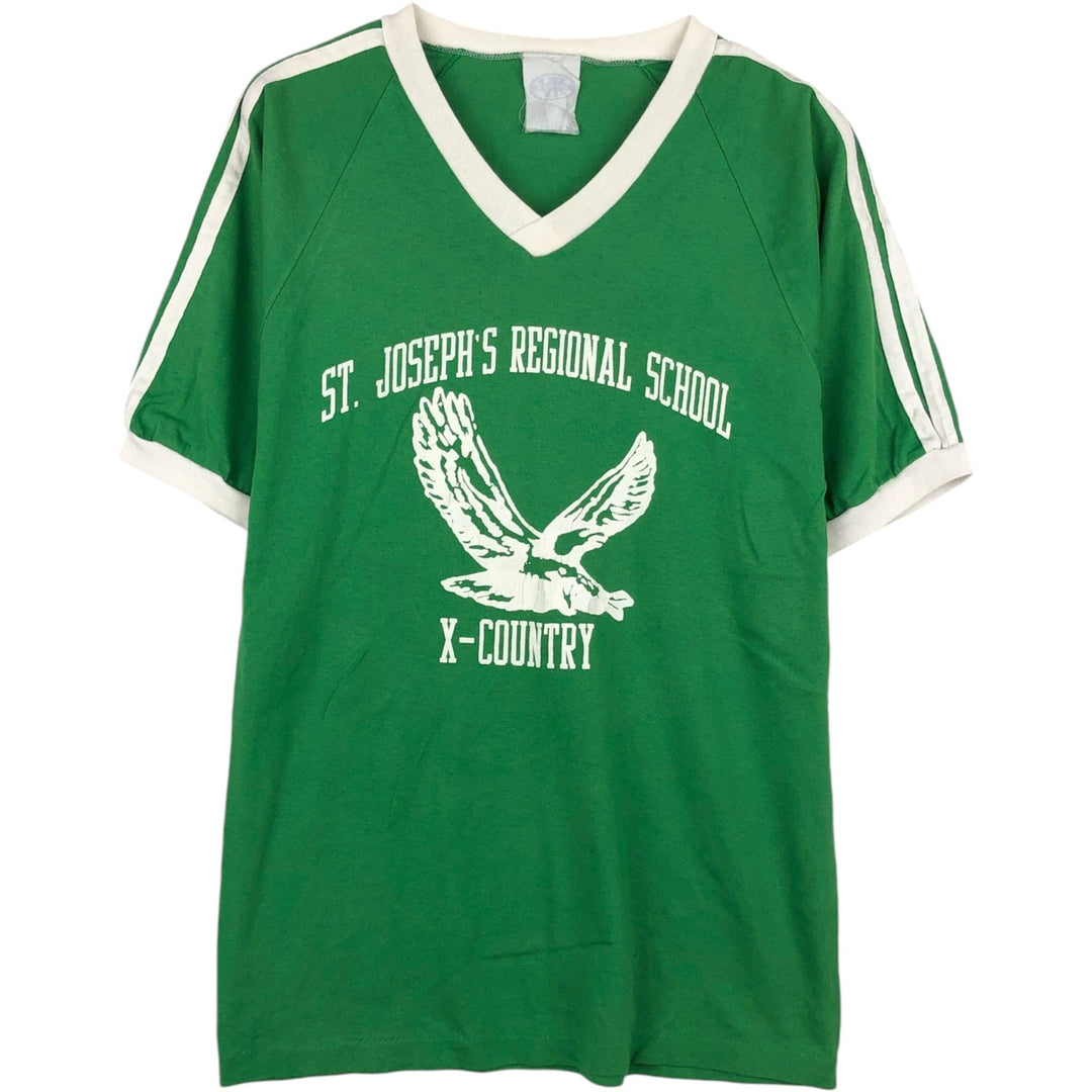 90'S VENUS V-neck Ringer T-shirt, Made in USA, Men's Size M (approx.), Vintage polyester green type Vintage Second Hand