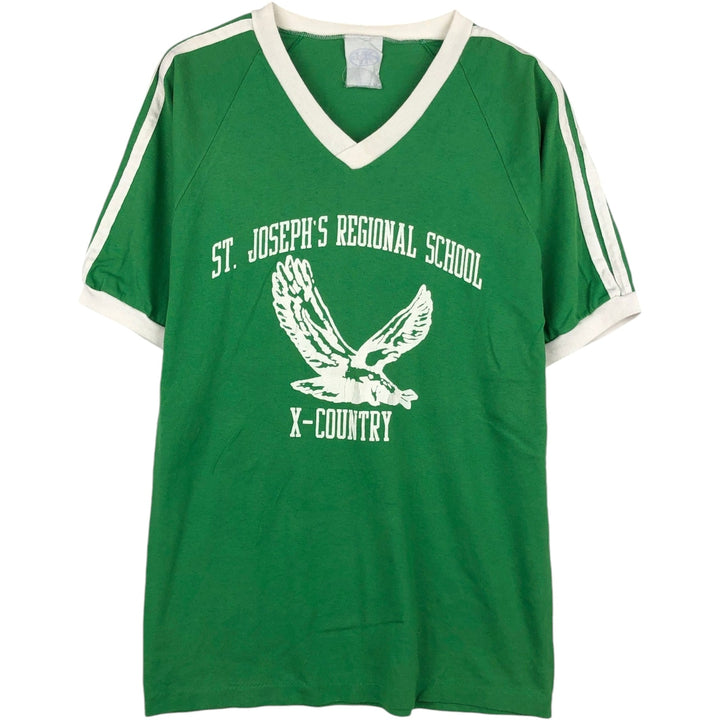 90'S VENUS V-neck Ringer T-shirt, Made in USA, Men's Size M (approx.), Vintage polyester green type Vintage Second Hand