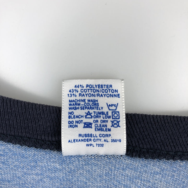90'S Russell Ringer T-Shirt, Made in USA, Men's Size M (Equivalent), Vintage polyester Blue type light blue Vintage Second Hand