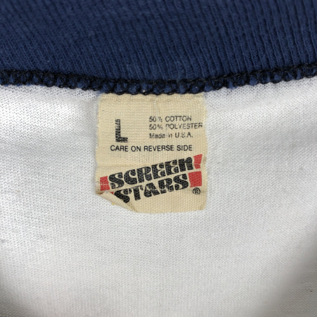 90'S Screen Stars American Cancer Society Ringer T-Shirt, Made in USA, Men's Size L (approx.), Vintage cotton white type Vintage Second Hand
