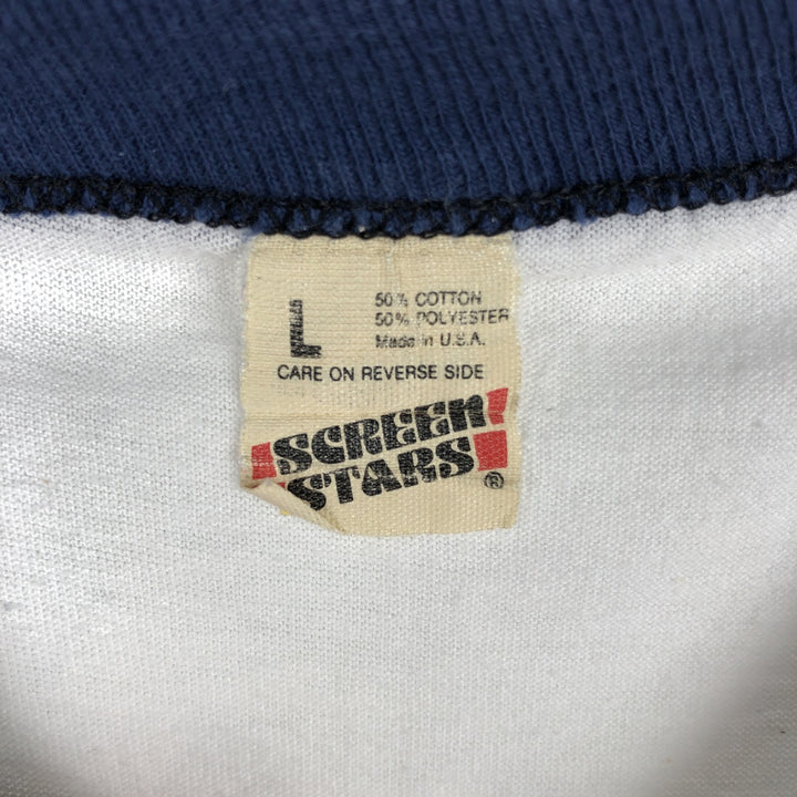 90'S Screen Stars American Cancer Society Ringer T-Shirt, Made in USA, Men's Size L (approx.), Vintage cotton white type Vintage Second Hand