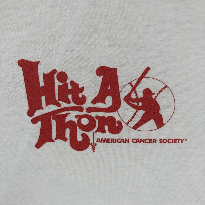 90'S Screen Stars American Cancer Society Ringer T-Shirt, Made in USA, Men's Size L (approx.), Vintage cotton white type Vintage Second Hand