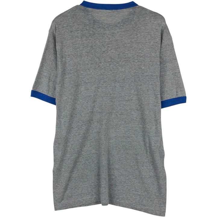 80s-90'S Hanes Poly-Cotton Ringer T-Shirt, Made in USA, Men's Size L (Equivalent), Vintage cotton gray type Vintage Second Hand