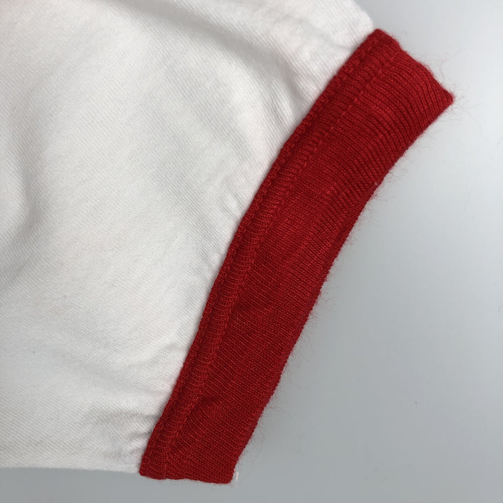 90'S TIGER BRAND Ringer Trompe-l'oeil T-shirt, Made in Canada, Men's Size L (approx.) cotton white type Vintage Second Hand