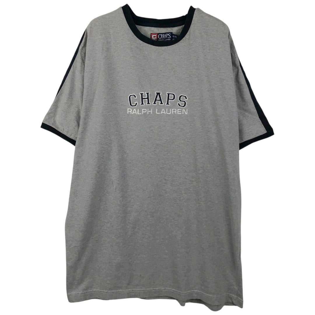 Ralph Lauren CHAPS logo embroidered ringer t-shirt, men's size XL. cotton gray type Vintage Second Hand