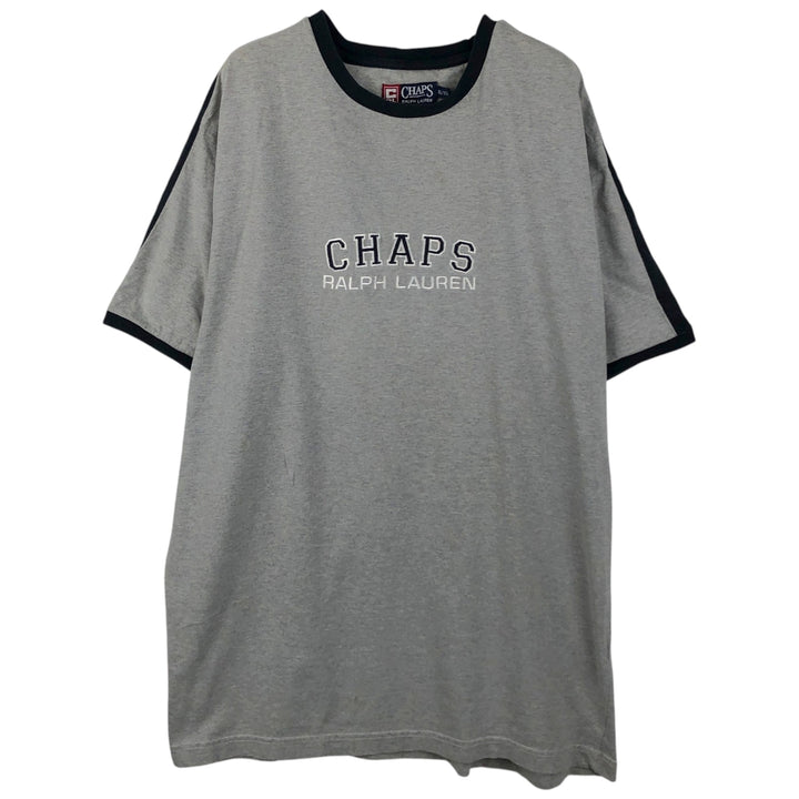 Ralph Lauren CHAPS logo embroidered ringer t-shirt, men's size XL. cotton gray type Vintage Second Hand