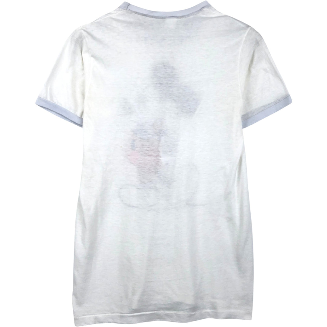 80s-90'S Disney Mickey Mouse Ringer T-shirt, Character Print T-shirt, Men's Size S (approx.), Vintage unclear white type Vintage Second Hand