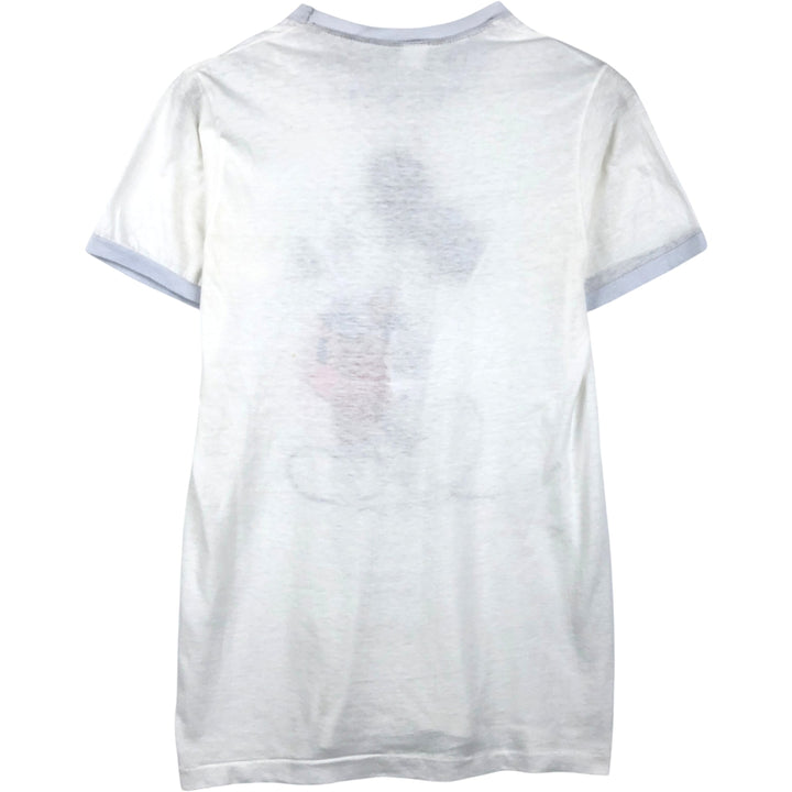 80s-90'S Disney Mickey Mouse Ringer T-shirt, Character Print T-shirt, Men's Size S (approx.), Vintage unclear white type Vintage Second Hand