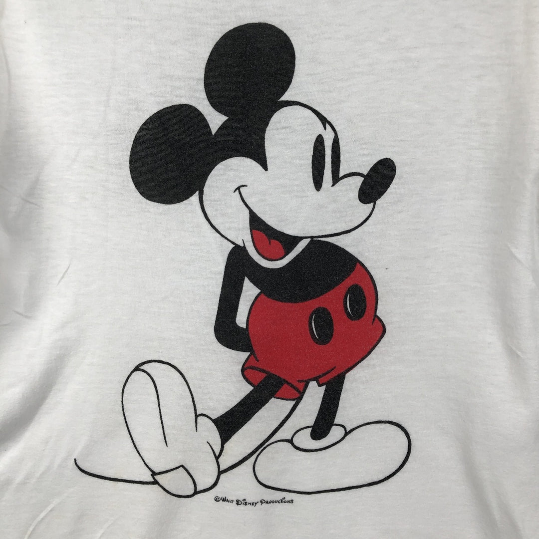 80s-90'S Disney Mickey Mouse Ringer T-shirt, Character Print T-shirt, Men's Size S (approx.), Vintage unclear white type Vintage Second Hand