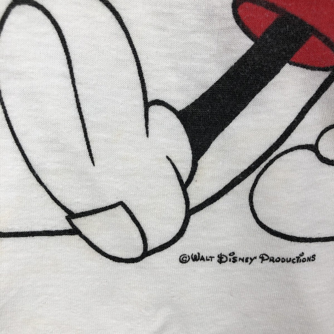 80s-90'S Disney Mickey Mouse Ringer T-shirt, Character Print T-shirt, Men's Size S (approx.), Vintage unclear white type Vintage Second Hand