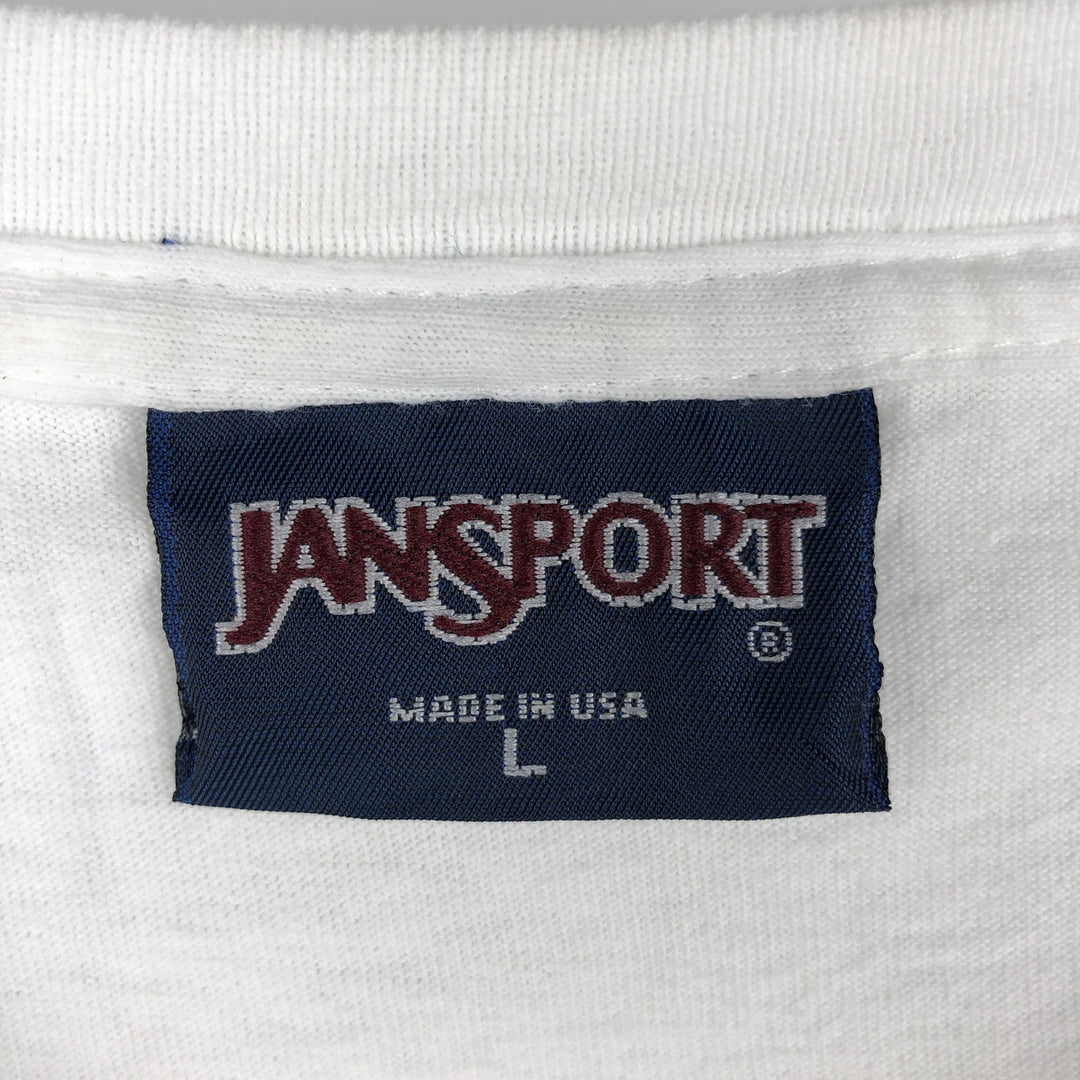 Jansport College T-shirt, Men's Size L (approx.), Vintage unclear white type Vintage Second Hand