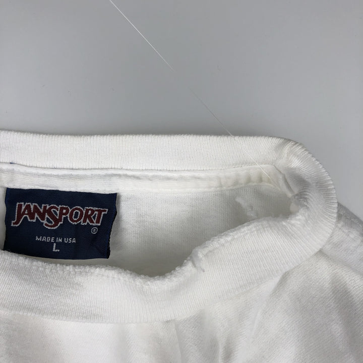 Jansport College T-shirt, Men's Size L (approx.), Vintage unclear white type Vintage Second Hand