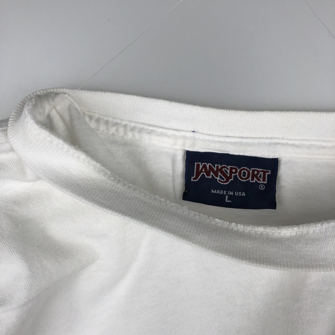 Jansport College T-shirt, Men's Size L (approx.), Vintage unclear white type Vintage Second Hand