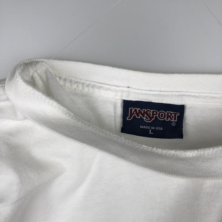 Jansport College T-shirt, Men's Size L (approx.), Vintage unclear white type Vintage Second Hand