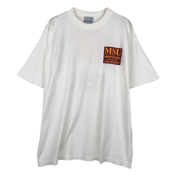 GEAR College T-shirt, Made in USA, Men's Size L cotton white type Vintage Second Hand