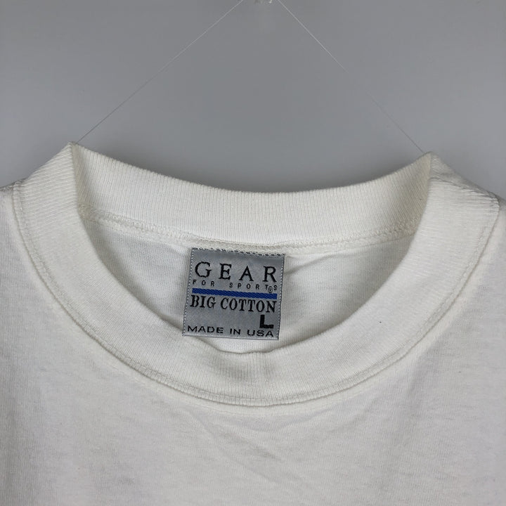 GEAR College T-shirt, Made in USA, Men's Size L cotton white type Vintage Second Hand