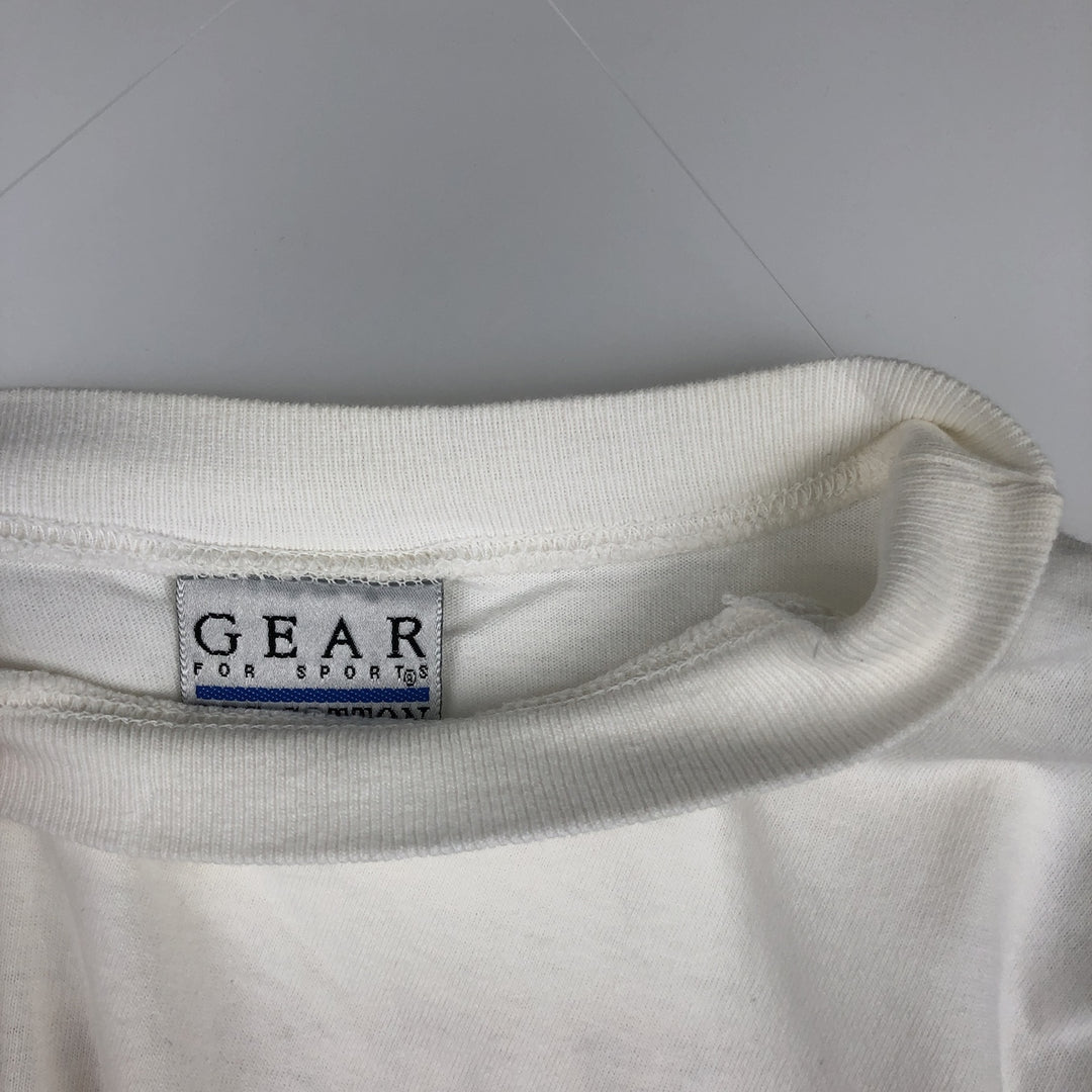 GEAR College T-shirt, Made in USA, Men's Size L cotton white type Vintage Second Hand