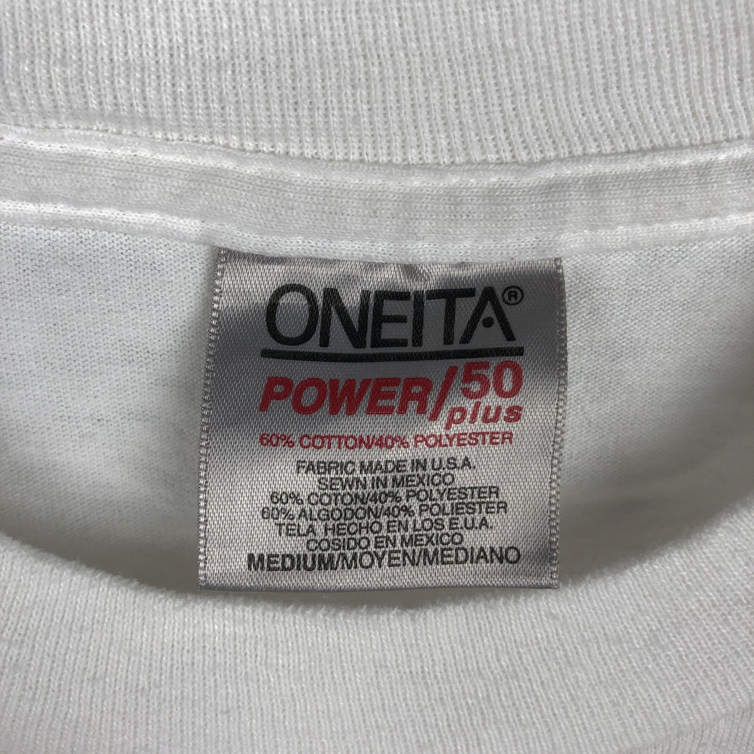 90'S ONEITA POWER-T College T-Shirt, Men's Size M (Equivalent), Vintage cotton white type Vintage Second Hand