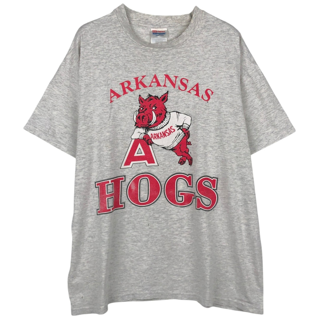 90'S Hanes Heavyweight Triple Print College T-Shirt, Men's Size L (Equivalent), Vintage cotton gray type Vintage Second Hand