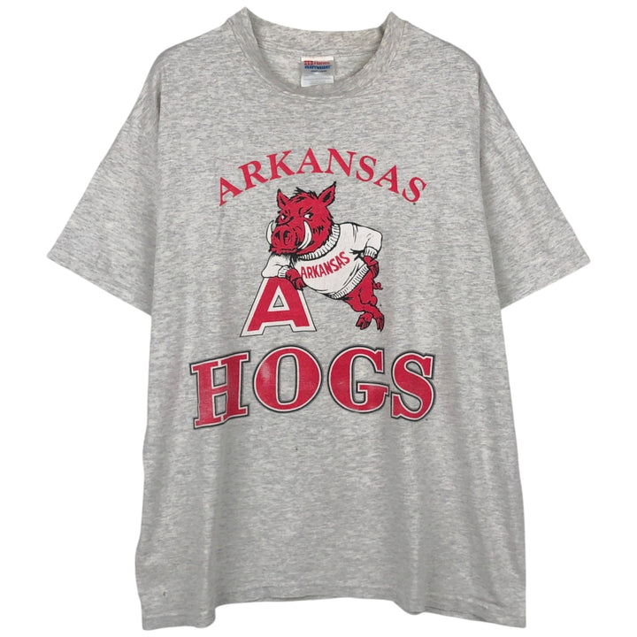 90'S Hanes Heavyweight Triple Print College T-Shirt, Men's Size L (Equivalent), Vintage cotton gray type Vintage Second Hand