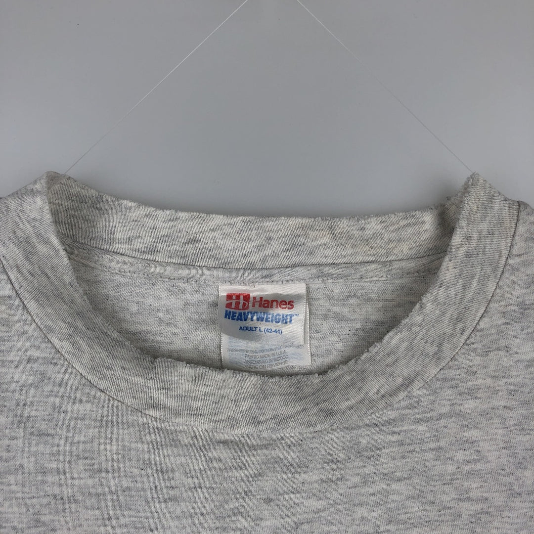 90'S Hanes Heavyweight Triple Print College T-Shirt, Men's Size L (Equivalent), Vintage cotton gray type Vintage Second Hand