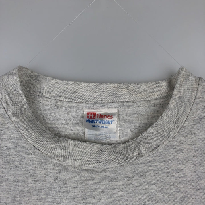 90'S Hanes Heavyweight Triple Print College T-Shirt, Men's Size L (Equivalent), Vintage cotton gray type Vintage Second Hand