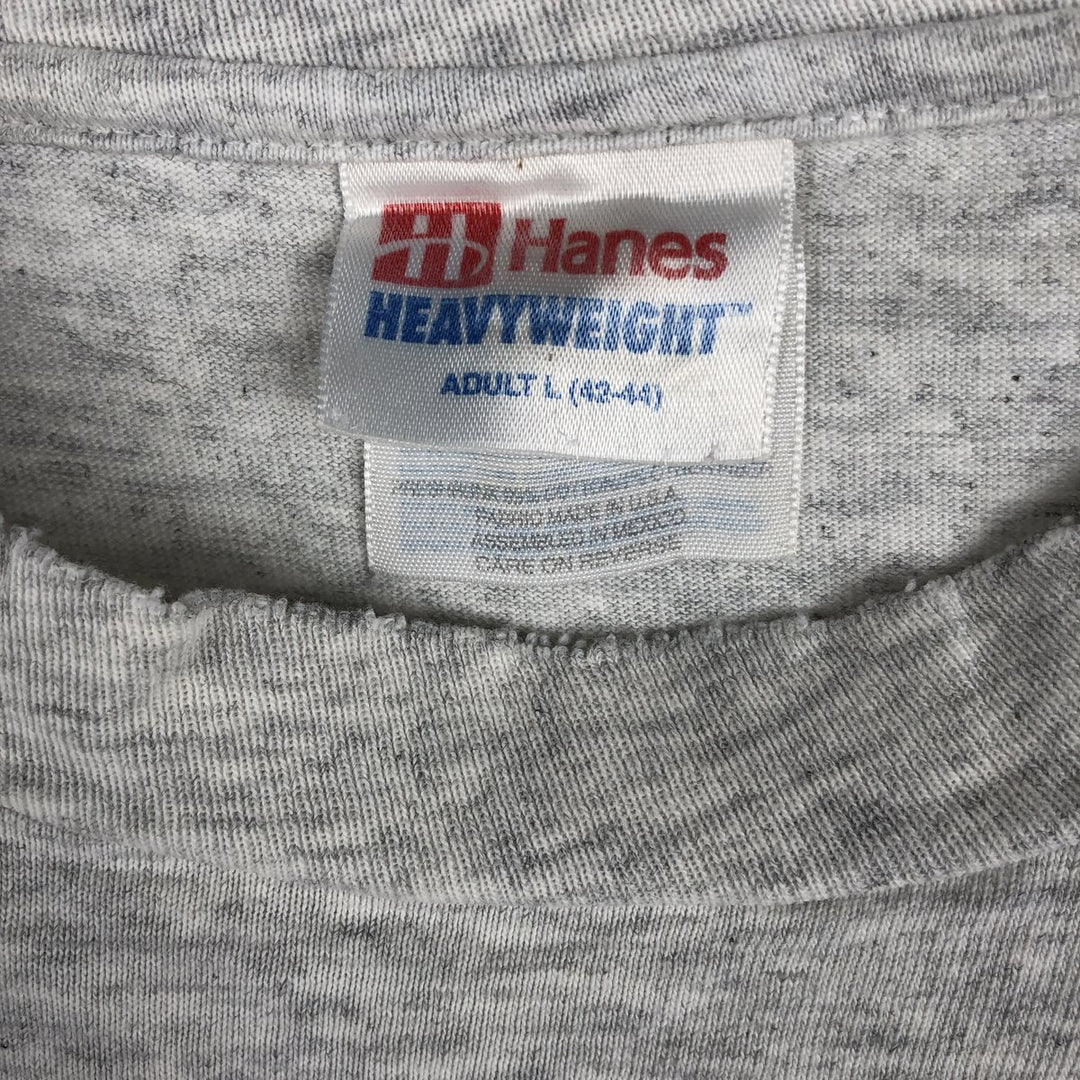 90'S Hanes Heavyweight Triple Print College T-Shirt, Men's Size L (Equivalent), Vintage cotton gray type Vintage Second Hand
