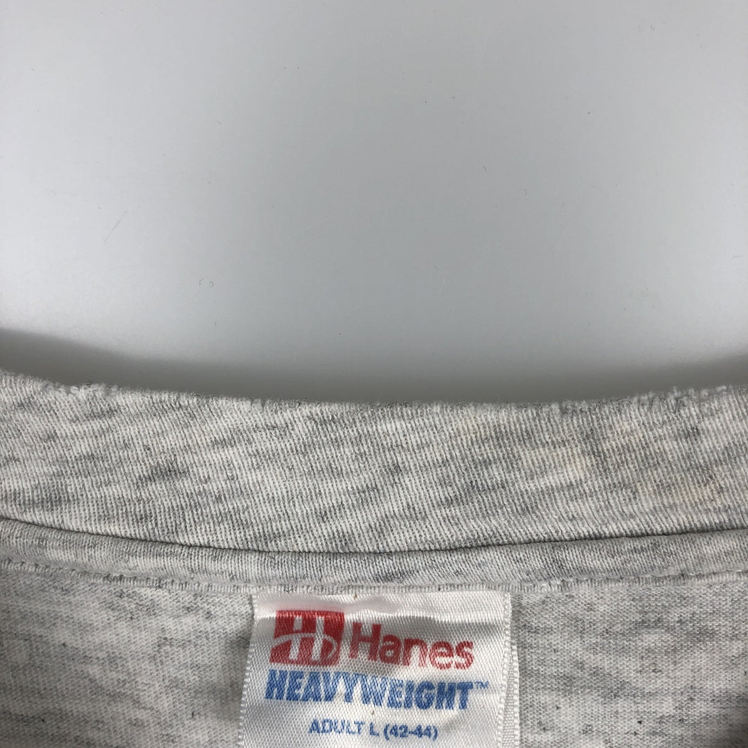 90'S Hanes Heavyweight Triple Print College T-Shirt, Men's Size L (Equivalent), Vintage cotton gray type Vintage Second Hand