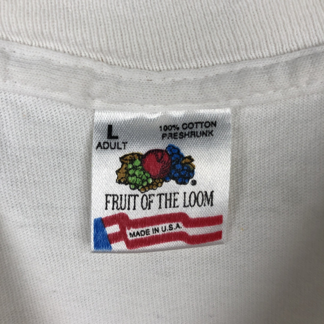 90'S Fruit of the Loom Eagle Pattern College T-Shirt, Made in USA, Men's Size L (approx.), Vintage cotton white type Vintage Second Hand