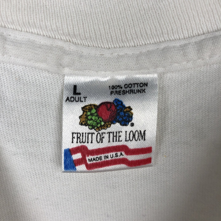 90'S Fruit of the Loom Eagle Pattern College T-Shirt, Made in USA, Men's Size L (approx.), Vintage cotton white type Vintage Second Hand