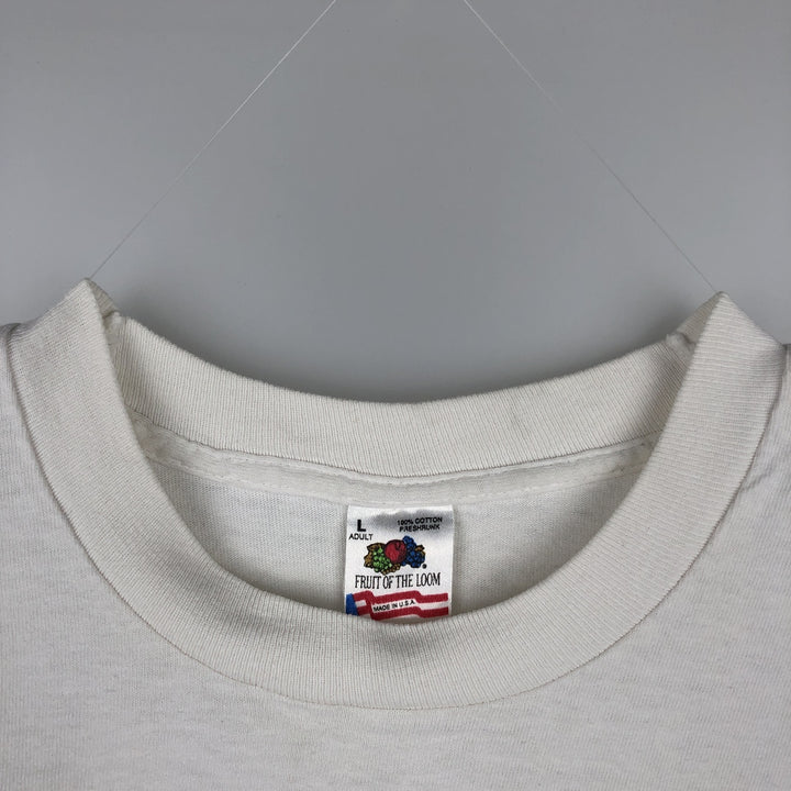 90'S Fruit of the Loom Eagle Pattern College T-Shirt, Made in USA, Men's Size L (approx.), Vintage cotton white type Vintage Second Hand
