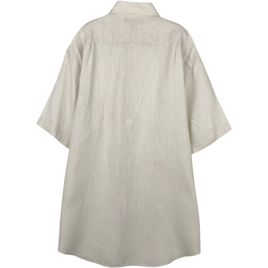 Brooks Brothers Irish Linen Short-Sleeve Linen Shirt (Men's Size M) linen Beige type Vintage Second Hand
