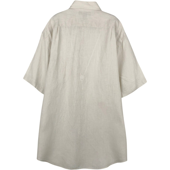Brooks Brothers Irish Linen Short-Sleeve Linen Shirt (Men's Size M) linen Beige type Vintage Second Hand
