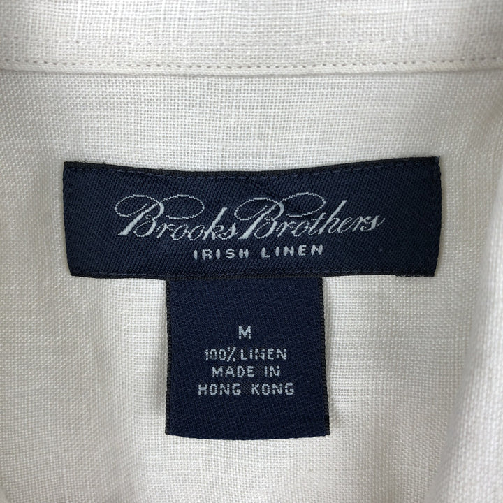 Brooks Brothers Irish Linen Short-Sleeve Linen Shirt (Men's Size M) linen Beige type Vintage Second Hand