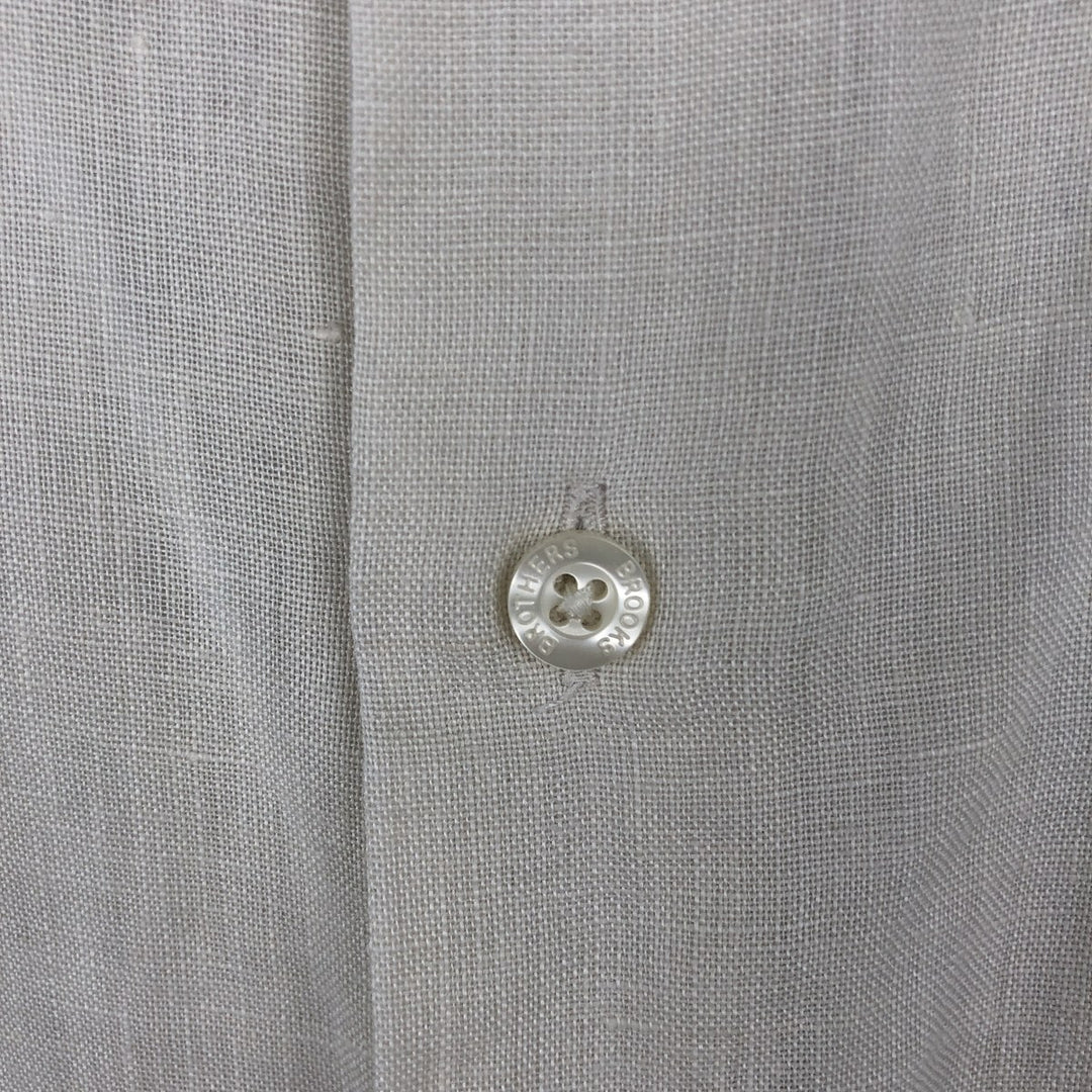 Brooks Brothers Irish Linen Short-Sleeve Linen Shirt (Men's Size M) linen Beige type Vintage Second Hand