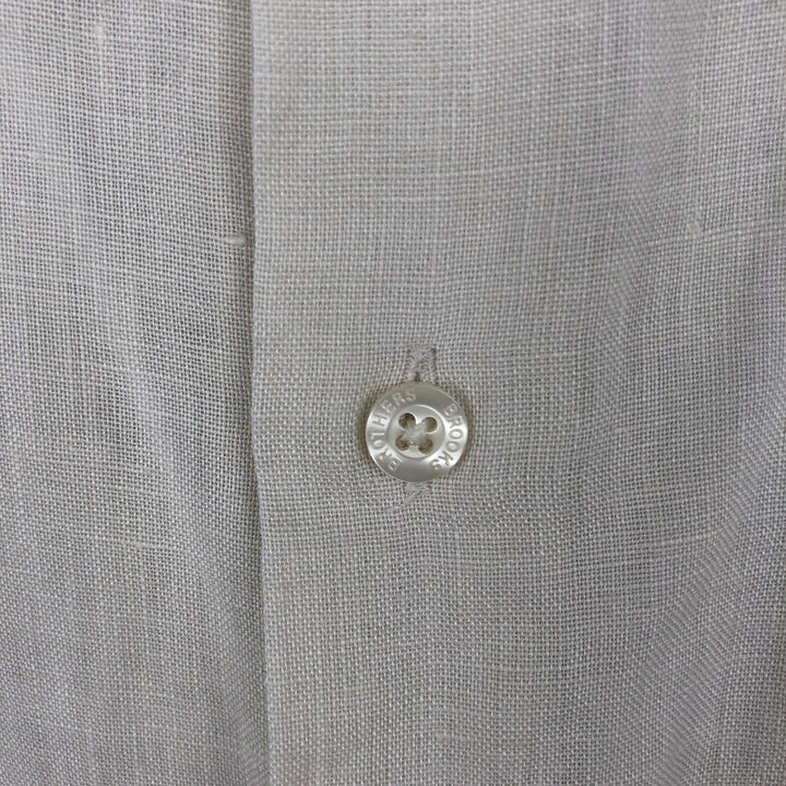 Brooks Brothers Irish Linen Short-Sleeve Linen Shirt (Men's Size M) linen Beige type Vintage Second Hand