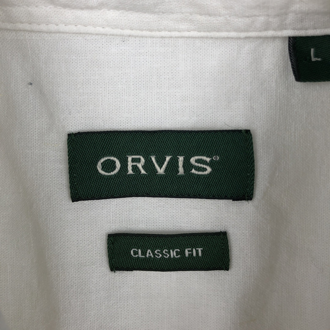 Orvis Classic Fit Short-Sleeve Hemp Shirt, Boxy Shirt, Men's Size L (approx.) Hemp pale white type Vintage Second Hand