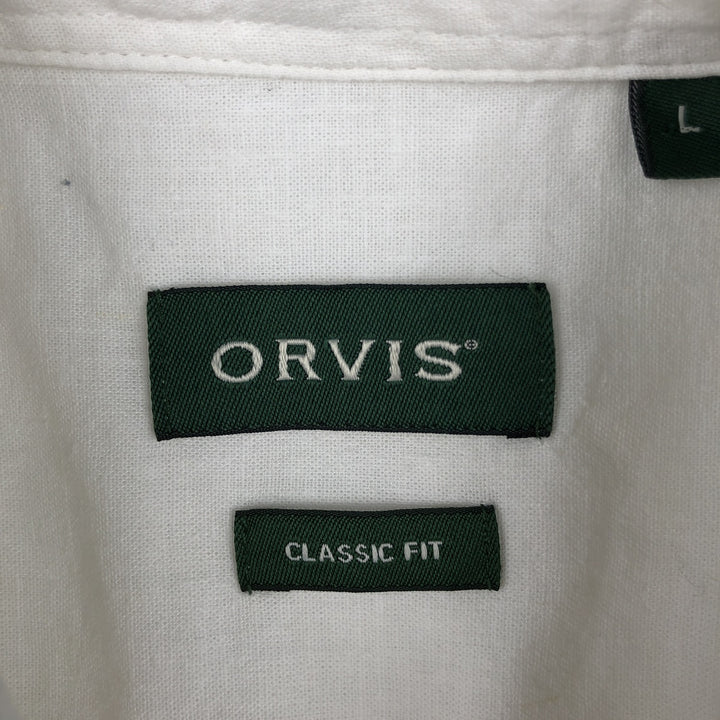 Orvis Classic Fit Short-Sleeve Hemp Shirt, Boxy Shirt, Men's Size L (approx.) Hemp pale white type Vintage Second Hand