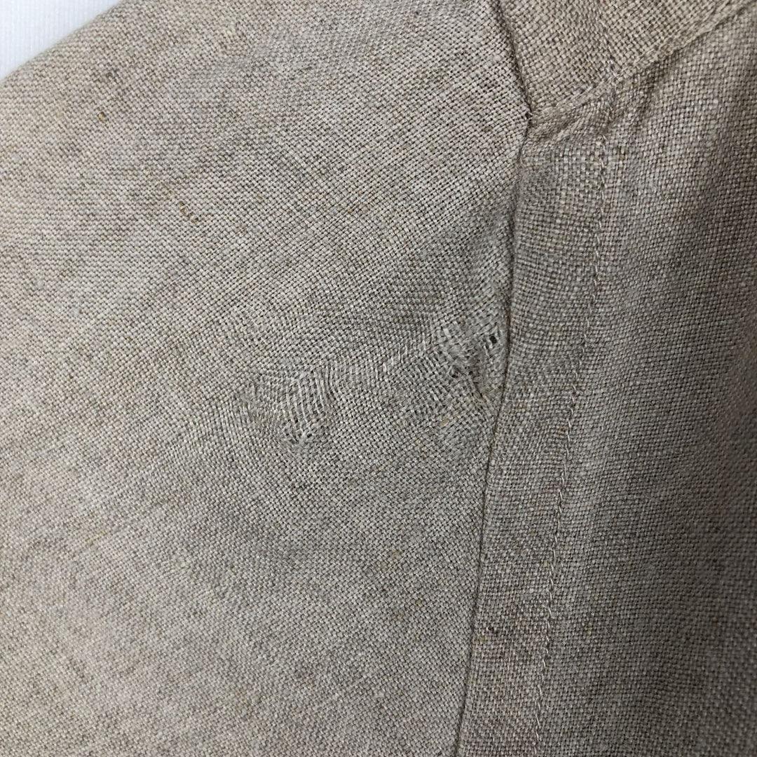 Eddie Bauer short-sleeved linen button-down shirt, men's size XL linen beige type brown Vintage Second Hand