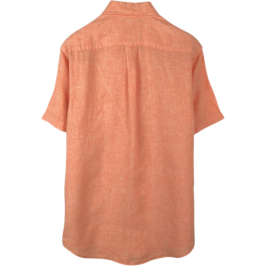 Brooks Brothers 346 Short-Sleeve Linen Button-Down Shirt, Men's Size S (approx.) linen orange type Vintage Second Hand