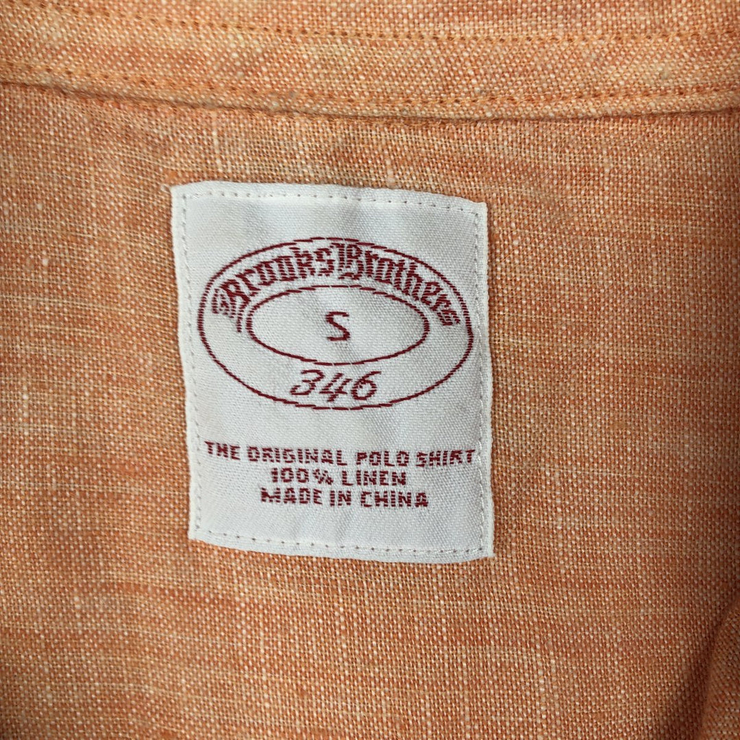 Brooks Brothers 346 Short-Sleeve Linen Button-Down Shirt, Men's Size S (approx.) linen orange type Vintage Second Hand